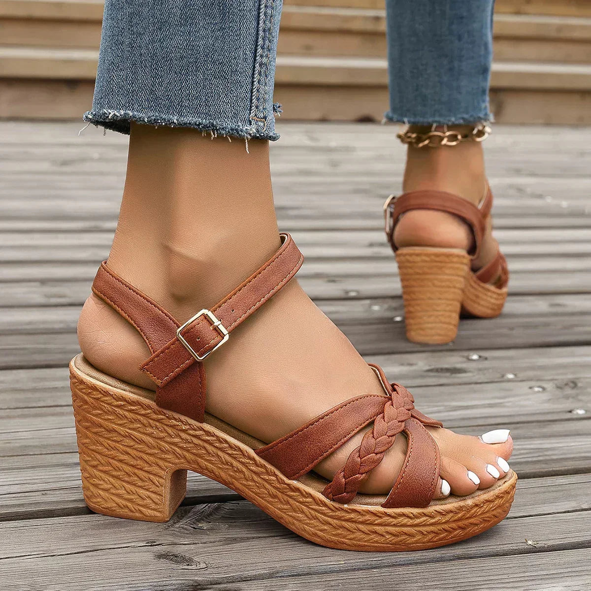 Women's Orthopedic Open-Toe Gianna Timeless Mid-Heel Sandals