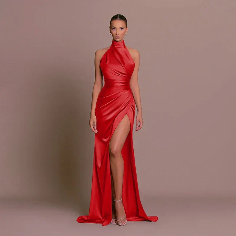 Livia | Women's Sleek Slit Gown with Side Slit