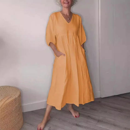 Hestia | Women's Classic Comfort Midi Dress with Pockets