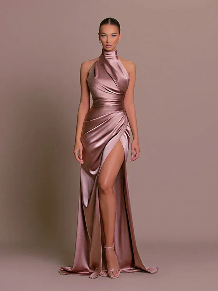 Livia | Women's Sleek Slit Gown with Side Slit