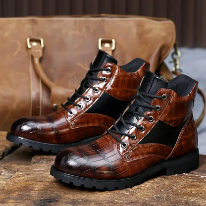 Rendell | Lace-Up Crocodile Boots