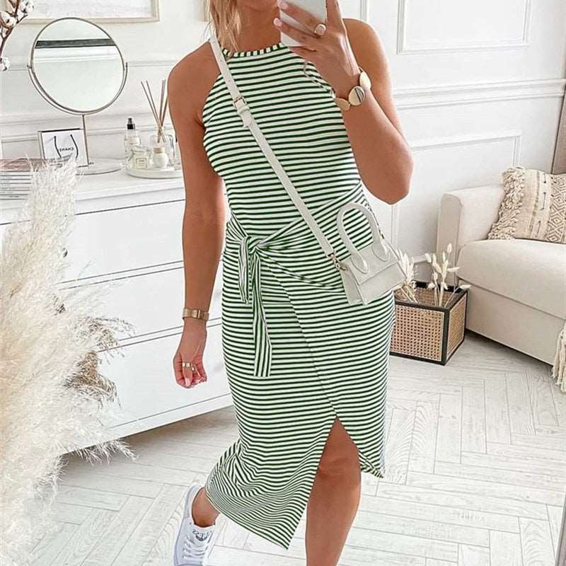 Women's Bénanique Striped Midi Dress, Casual Style