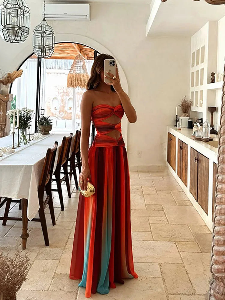 Women's Solaria Flowy Open-Back Maxi Dress