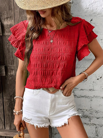 Charmaine | Women's Light & Breezy Blouse with Fun Ruffles