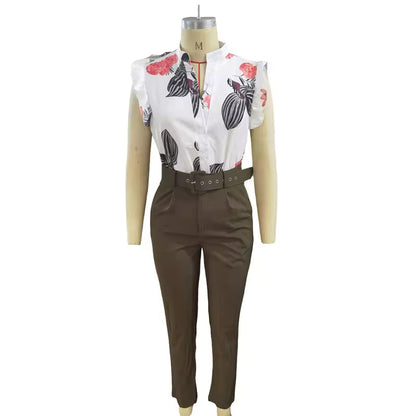 Rainie | Women's Floral Stylish Ruffle-Sleeve Set