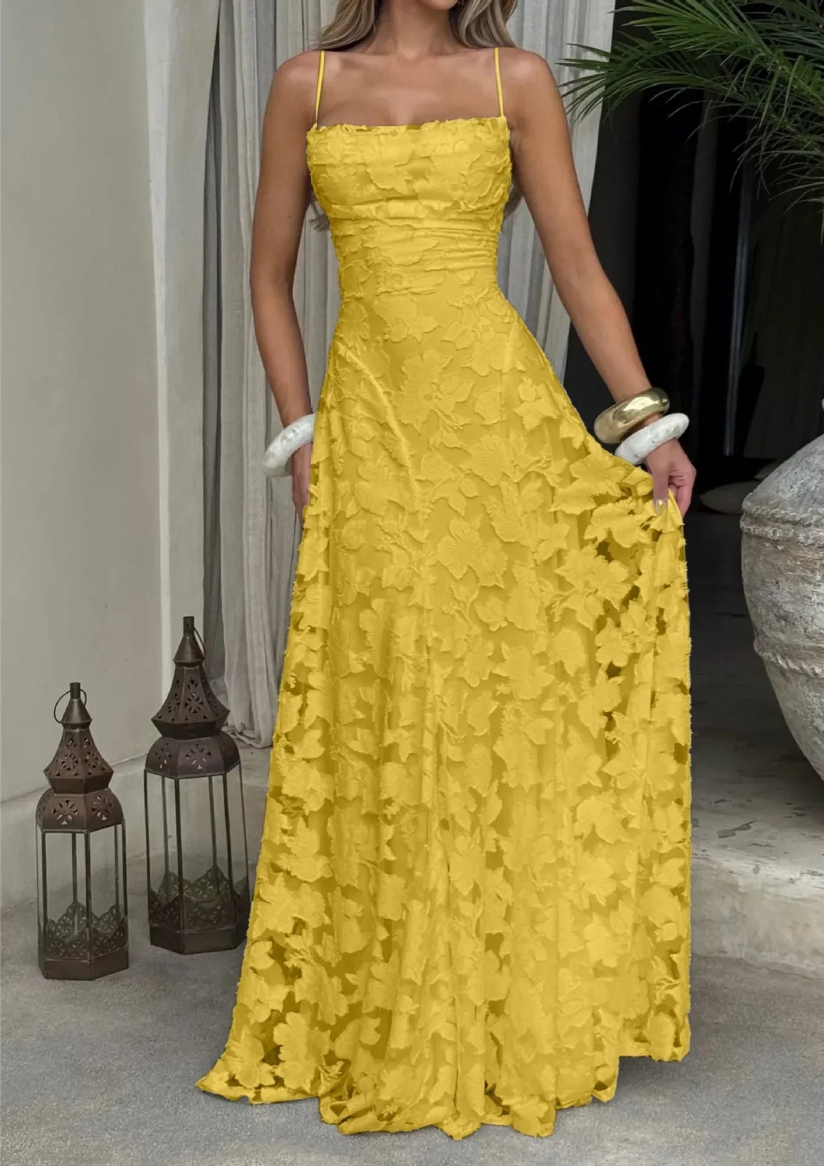 Women's Maxi Dress with Lace-Up Detail