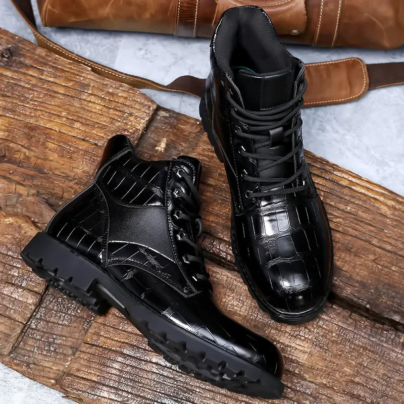 Rendell | Lace-Up Crocodile Boots