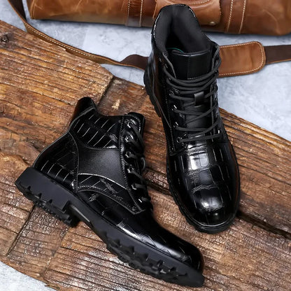 Rendell | Lace-Up Crocodile Boots