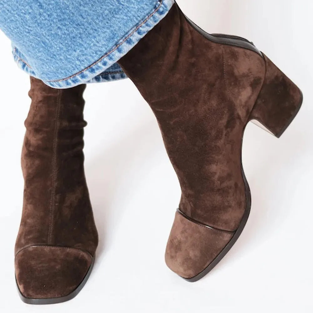 Suave | Women's Cushioned Square-Toe Stylish Comfort Ankle Boots with Arch Support