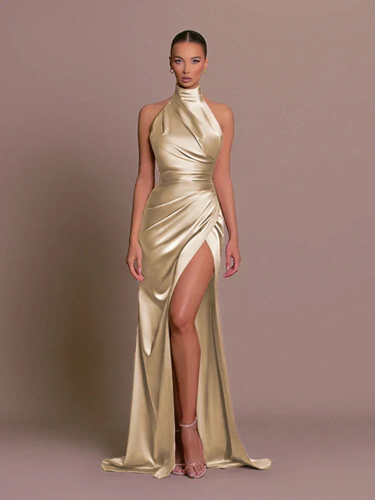 Livia | Women's Sleek Slit Gown with Side Slit