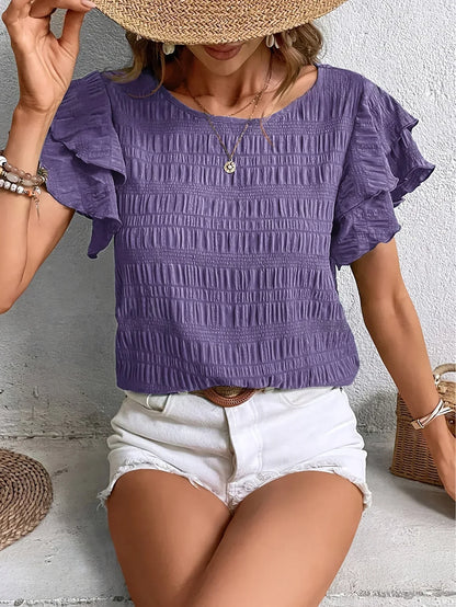 Charmaine | Women's Light & Breezy Blouse with Fun Ruffles
