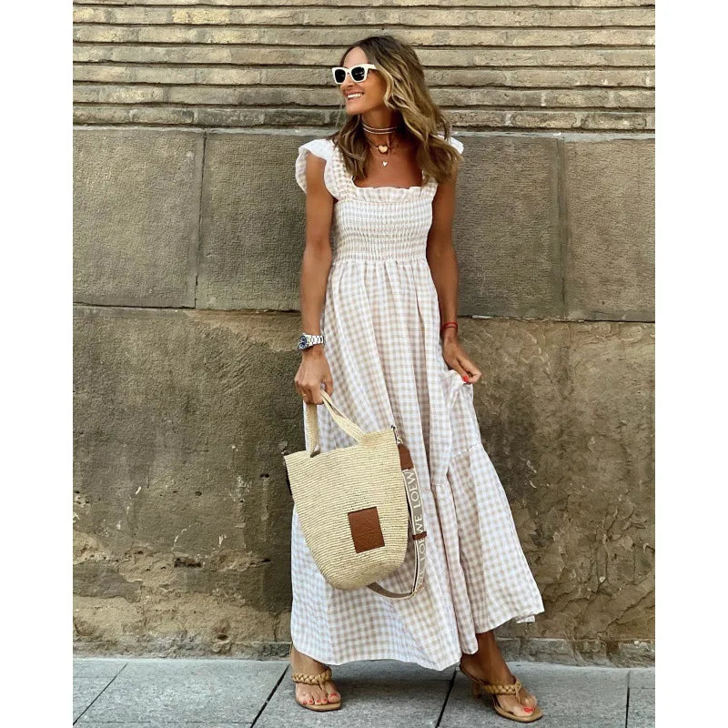 Mila | Women's Retro Checkered Maxi Dress