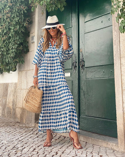 Fleur | Women's Bohemian Maxi Dress with V-Neck