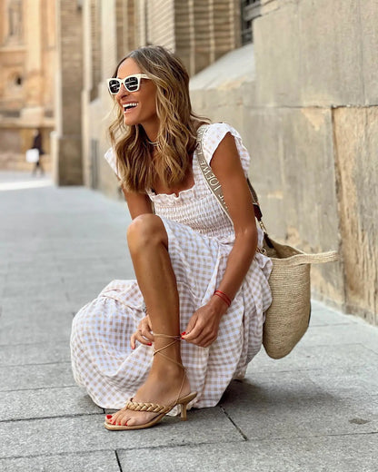 Mila | Women's Retro Checkered Maxi Dress