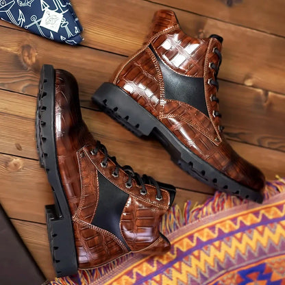 Rendell | Lace-Up Crocodile Boots