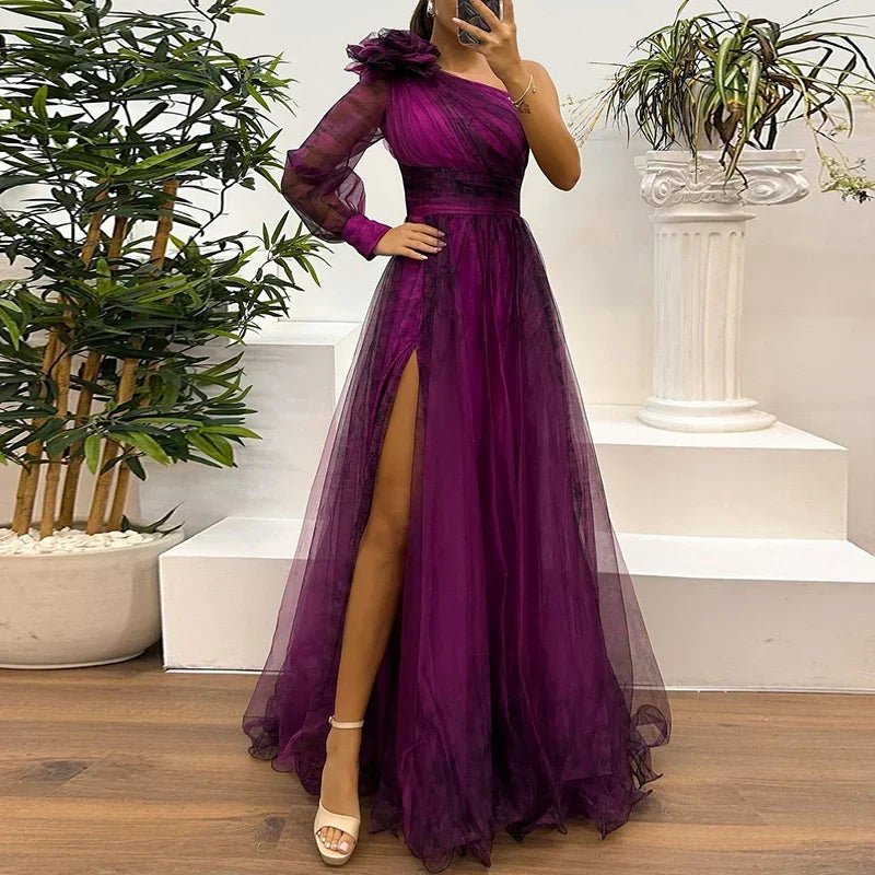 Sienna | Women's Trendy One Shoulder Print Maxi Dress