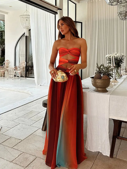 Women's Solaria Flowy Open-Back Maxi Dress