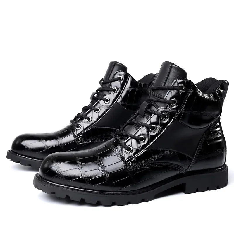 Rendell | Lace-Up Crocodile Boots