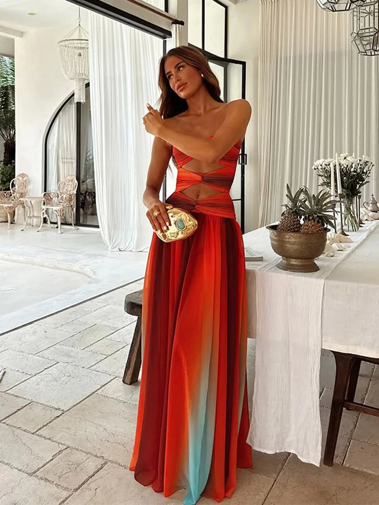 Women's Solaria Flowy Open-Back Maxi Dress