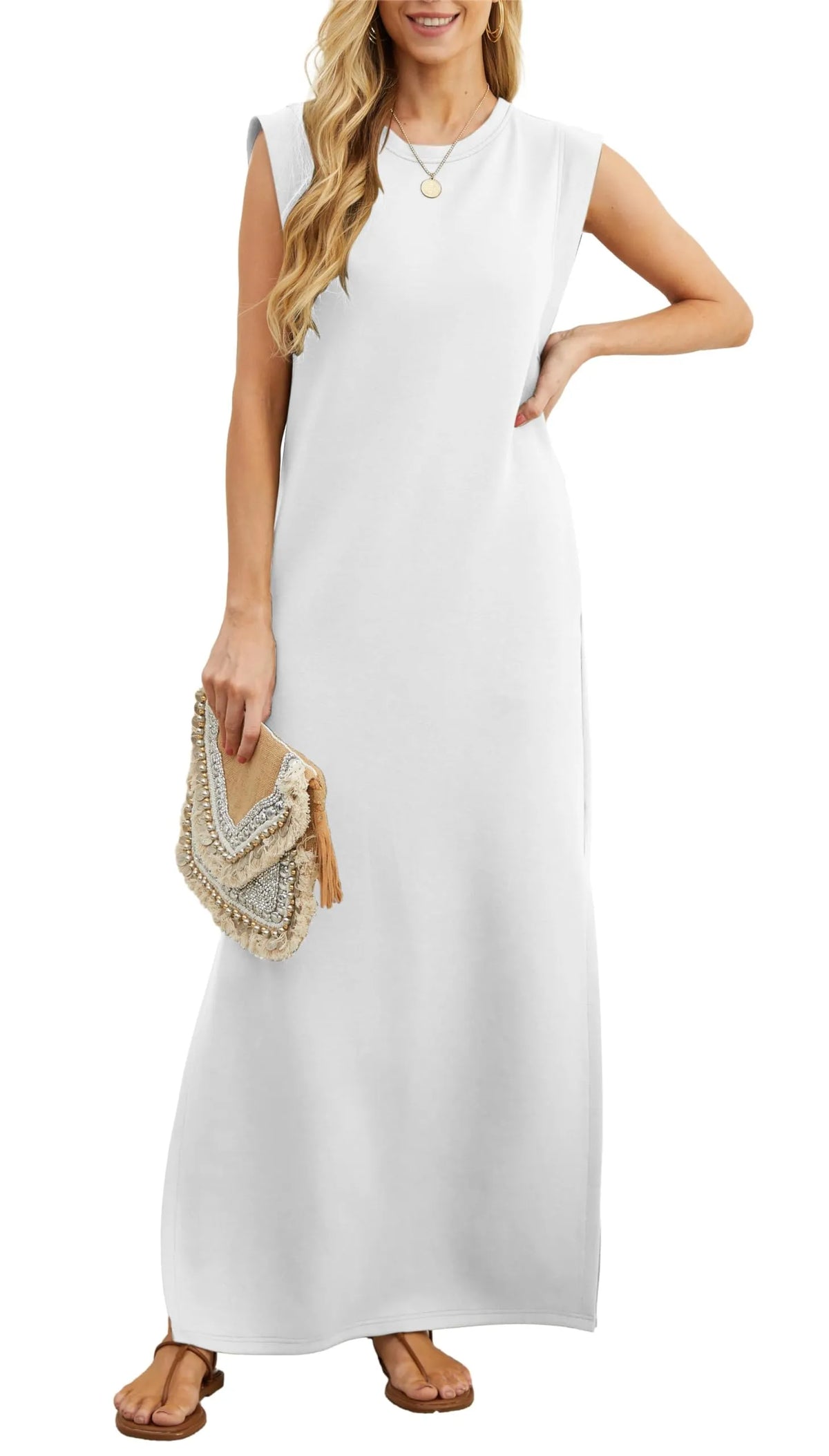 Denise | Women's Casual Loose Split Wrinkle-Free Maxi Dress with Pockets