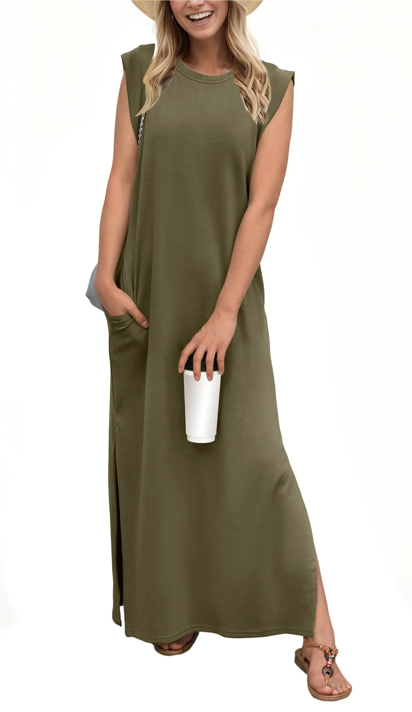 Denise | Women's Casual Loose Split Wrinkle-Free Maxi Dress with Pockets