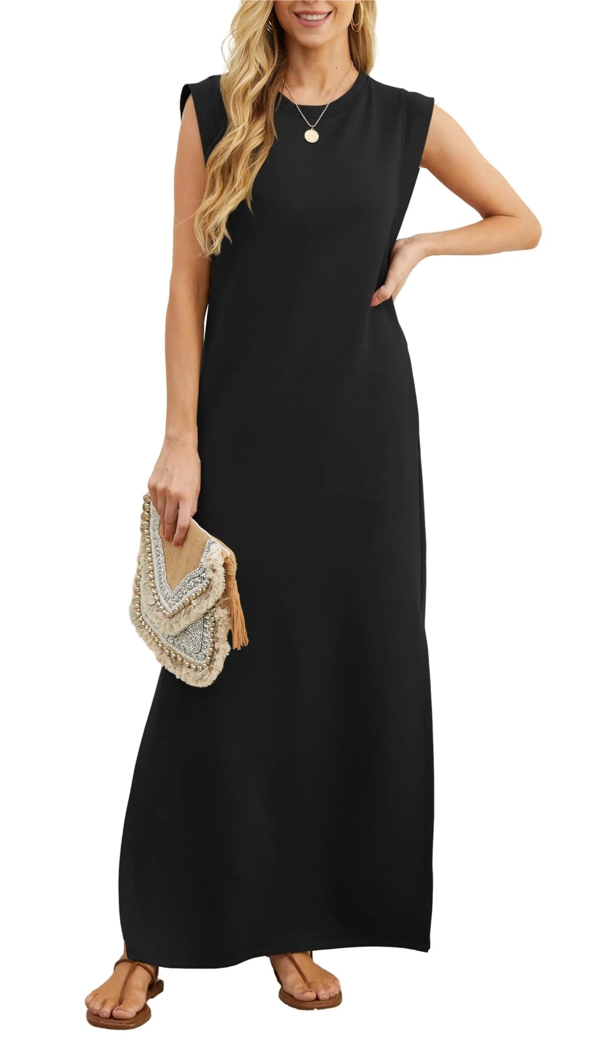 Denise | Women's Casual Loose Split Wrinkle-Free Maxi Dress with Pockets