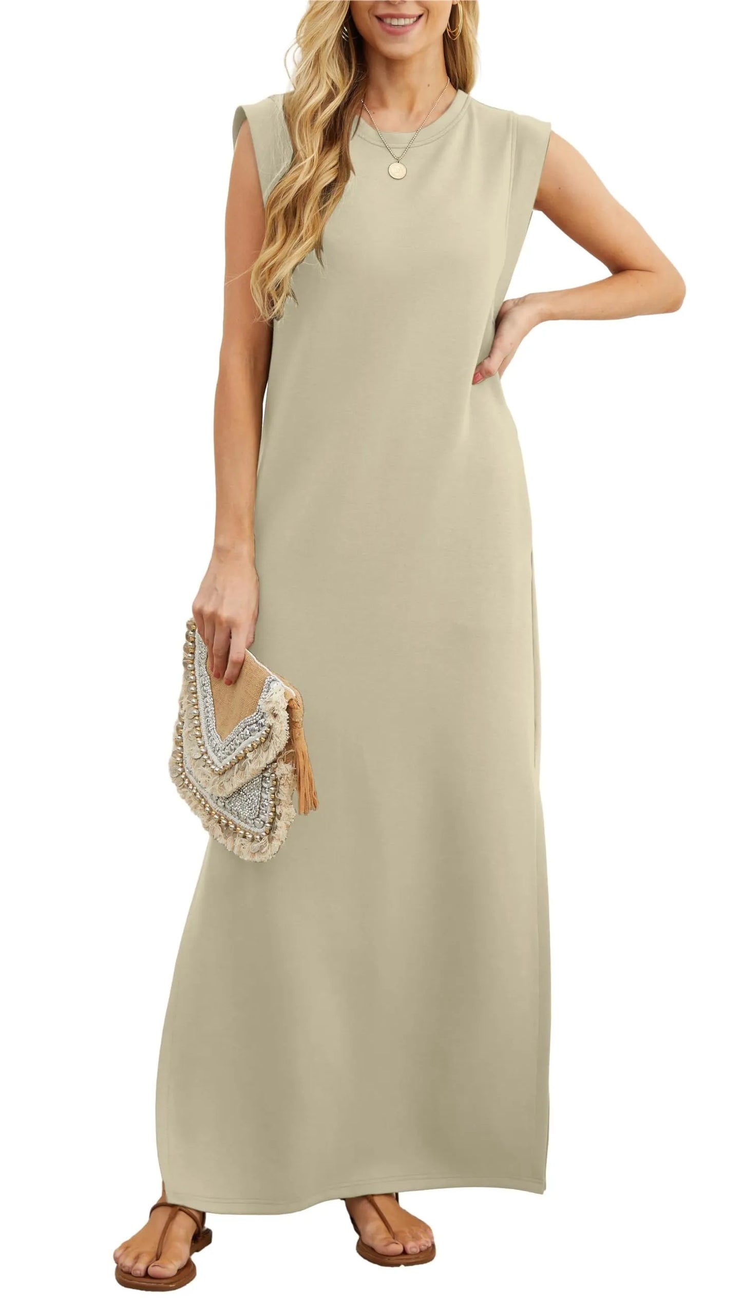 Denise | Women's Casual Loose Split Wrinkle-Free Maxi Dress with Pockets