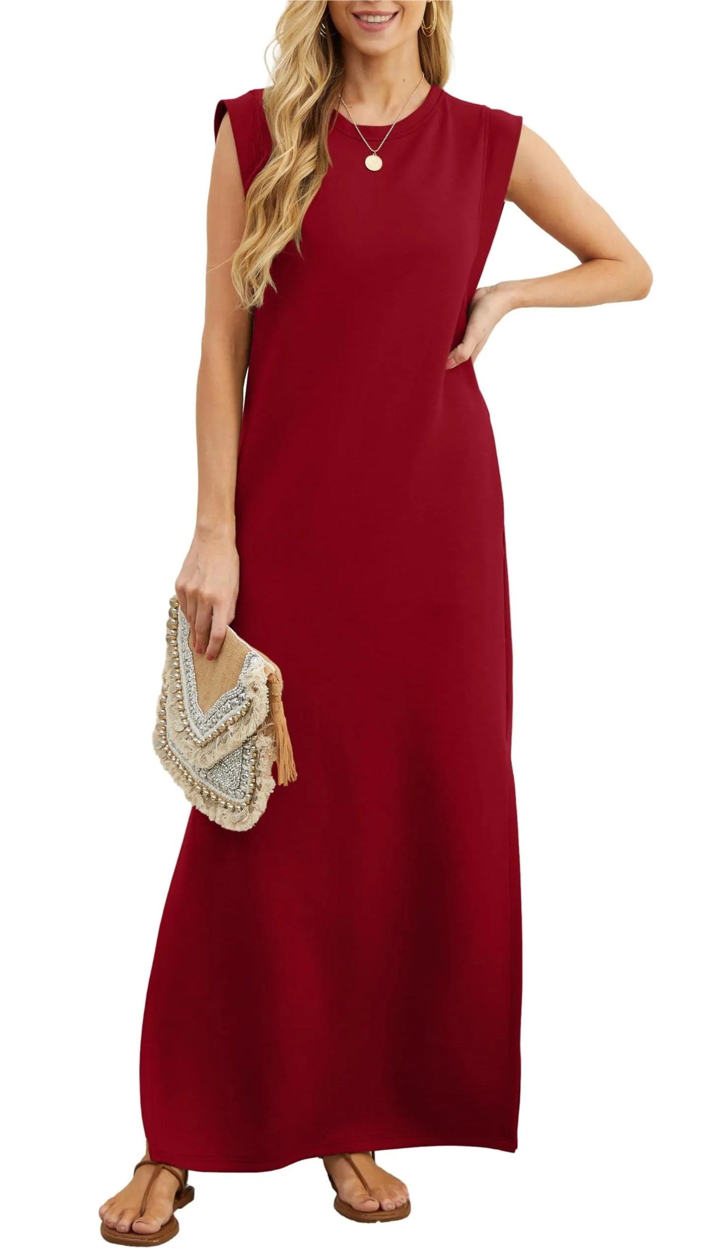 Denise | Women's Casual Loose Split Wrinkle-Free Maxi Dress with Pockets