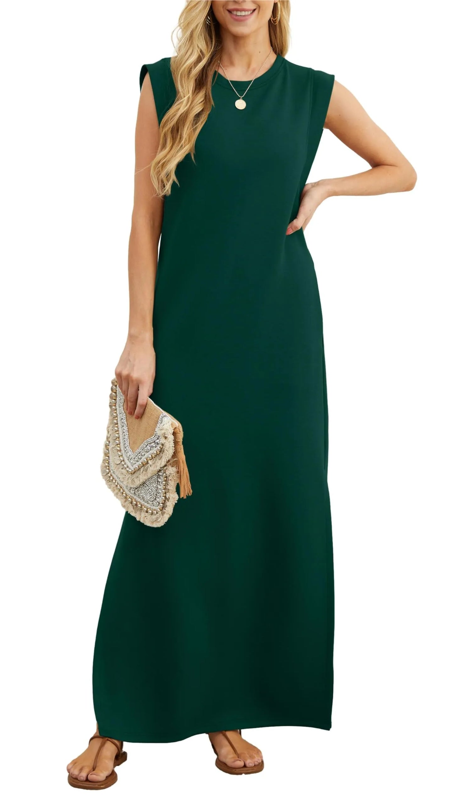Denise | Women's Casual Loose Split Wrinkle-Free Maxi Dress with Pockets