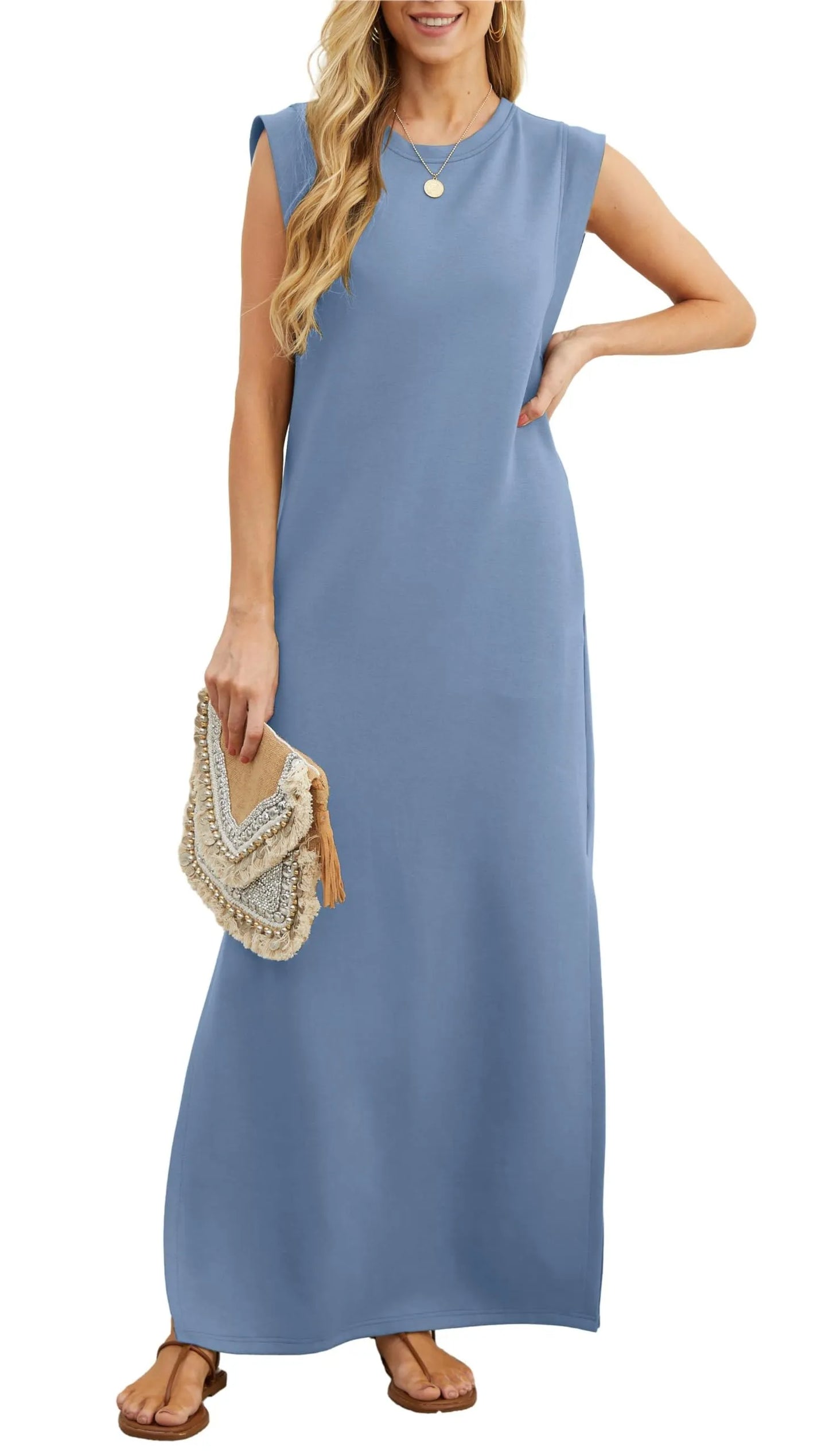 Denise | Women's Casual Loose Split Wrinkle-Free Maxi Dress with Pockets