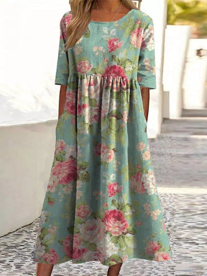Laarni | Women's Easygoing Midi Dress with Round Neck