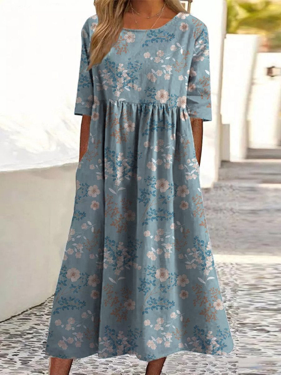 Laarni | Women's Easygoing Midi Dress with Round Neck