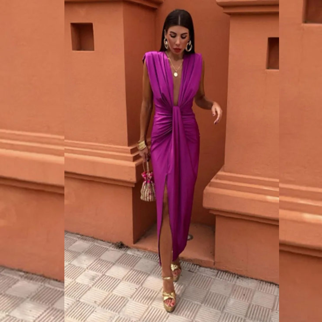 Isabella | Women's Evening Maxi Dress with Deep V-Neck