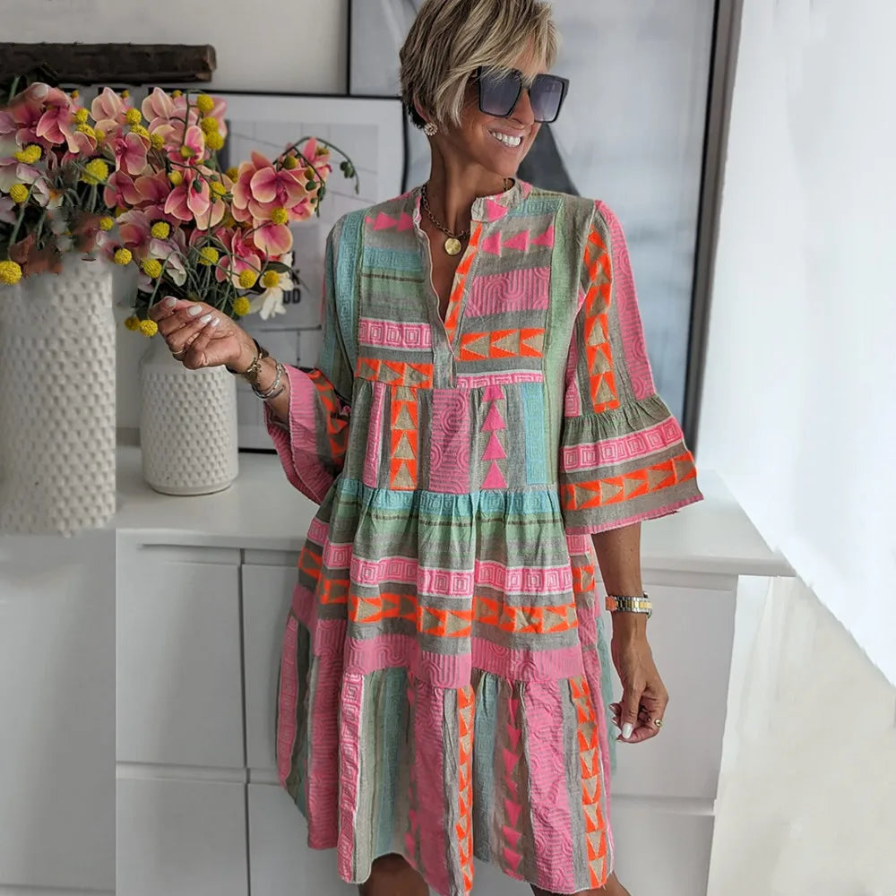 Kiki | Women's Elegant Spring Midi Dress (Almost Sold Out) with Ruffle Detail