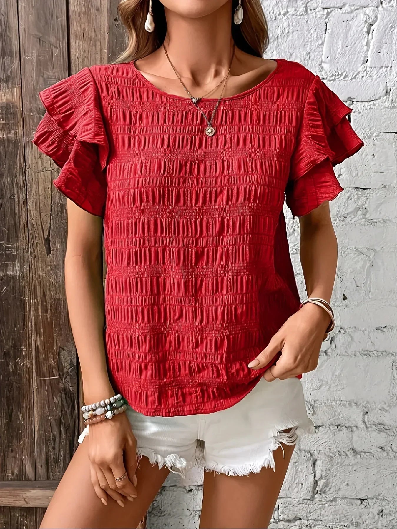 Charmaine | Women's Light & Breezy Blouse with Fun Ruffles