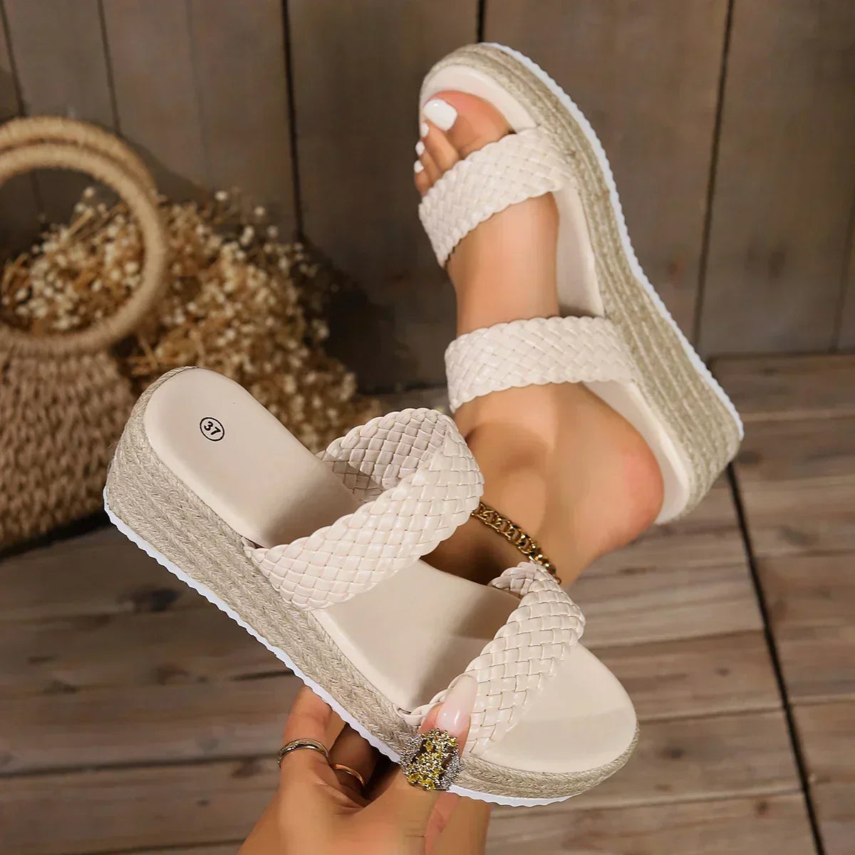 Women's Cushioned Open-Toe Roselle Stylish Comfortable Wedge Sandals