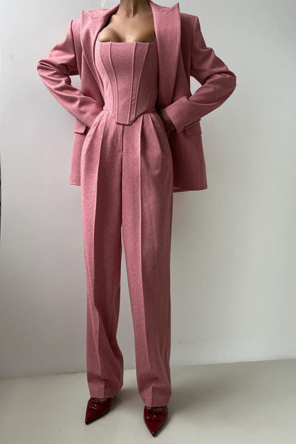 Dolce | Women's Three-Piece Set with Double-Breasted Blazer