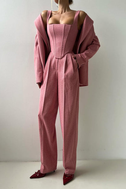 Dolce | Women's Three-Piece Set with Double-Breasted Blazer