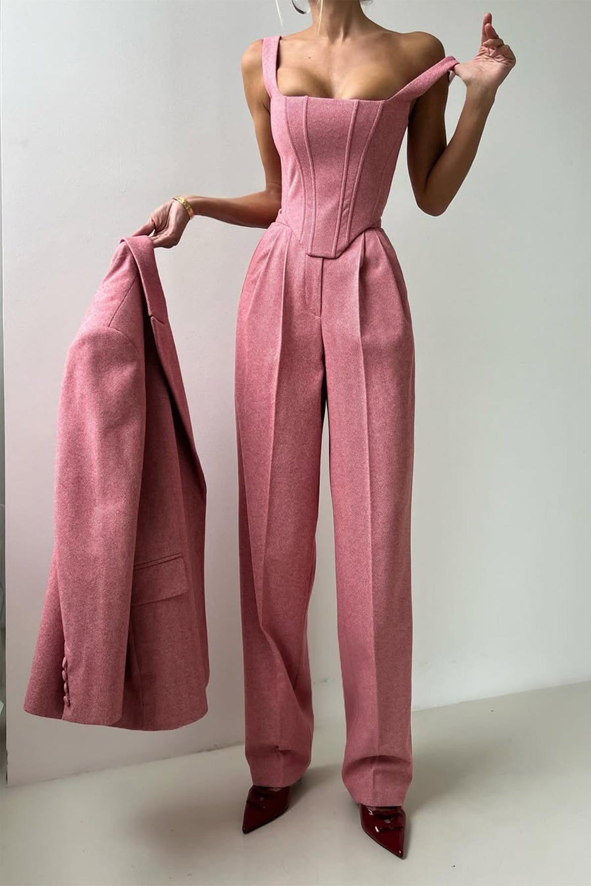 Dolce | Women's Three-Piece Set with Double-Breasted Blazer