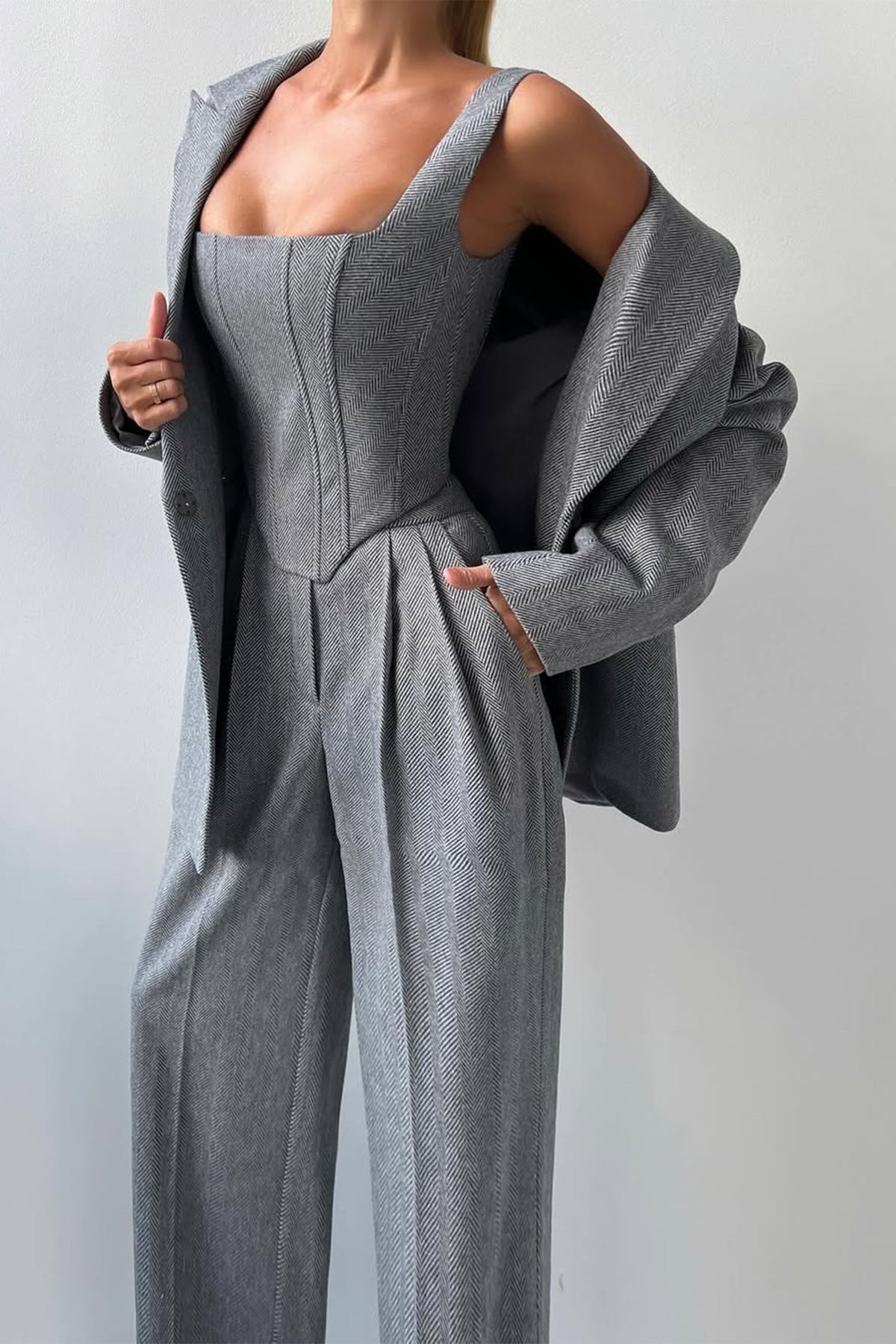 Dolce | Women's Three-Piece Set with Double-Breasted Blazer