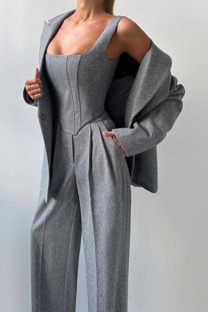 Dolce | Women's Three-Piece Set with Double-Breasted Blazer