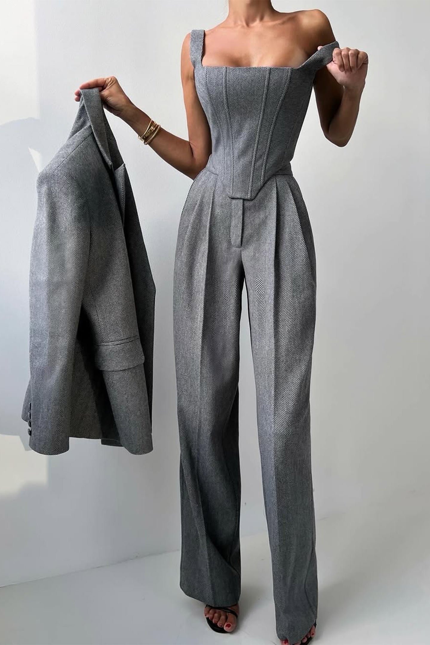 Dolce | Women's Three-Piece Set with Double-Breasted Blazer