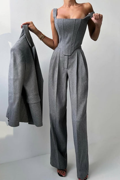 Dolce | Women's Three-Piece Set with Double-Breasted Blazer