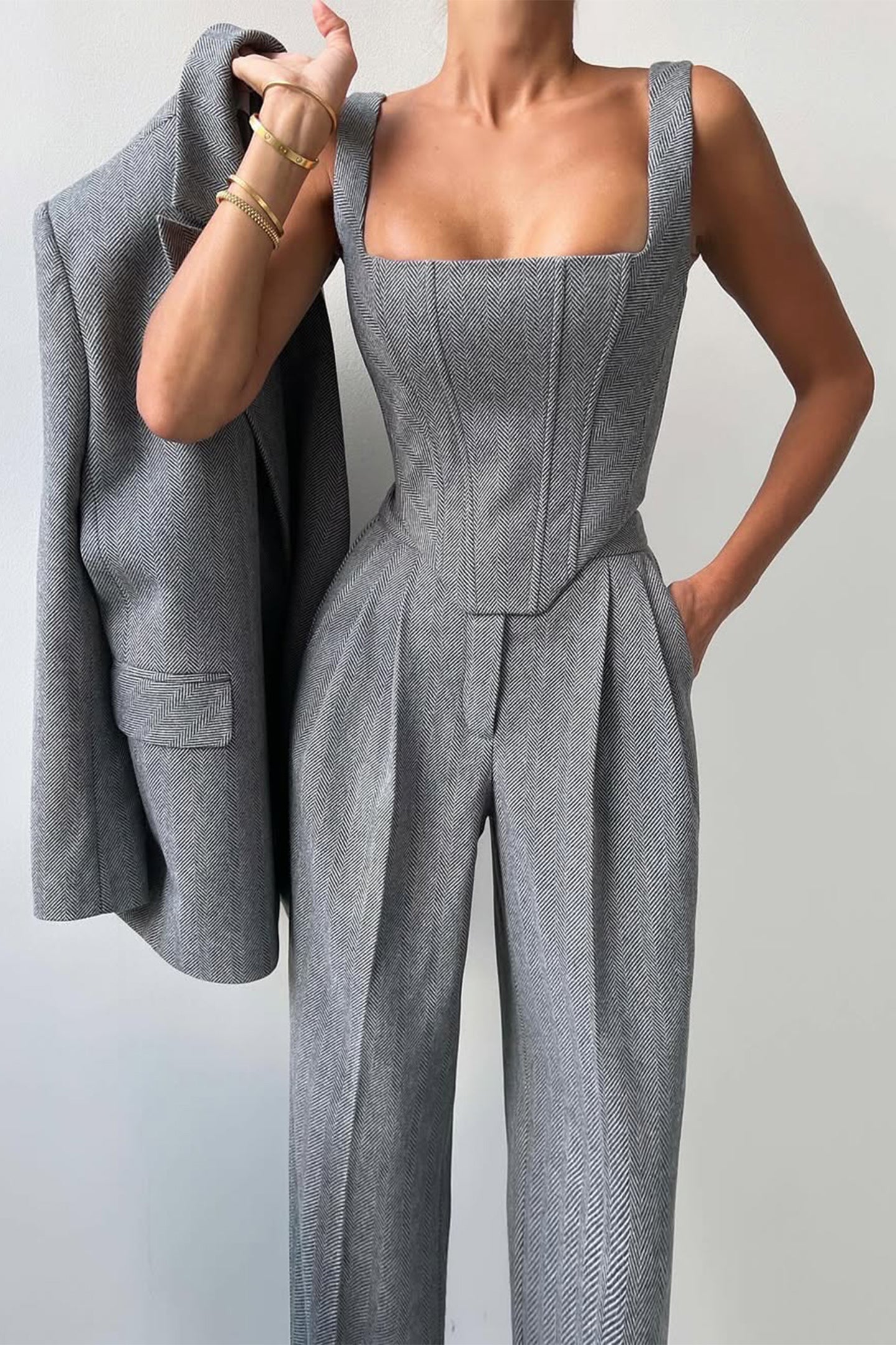 Dolce | Women's Three-Piece Set with Double-Breasted Blazer
