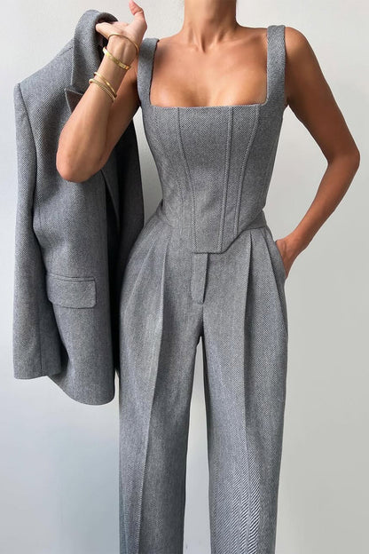 Dolce | Women's Three-Piece Set with Double-Breasted Blazer
