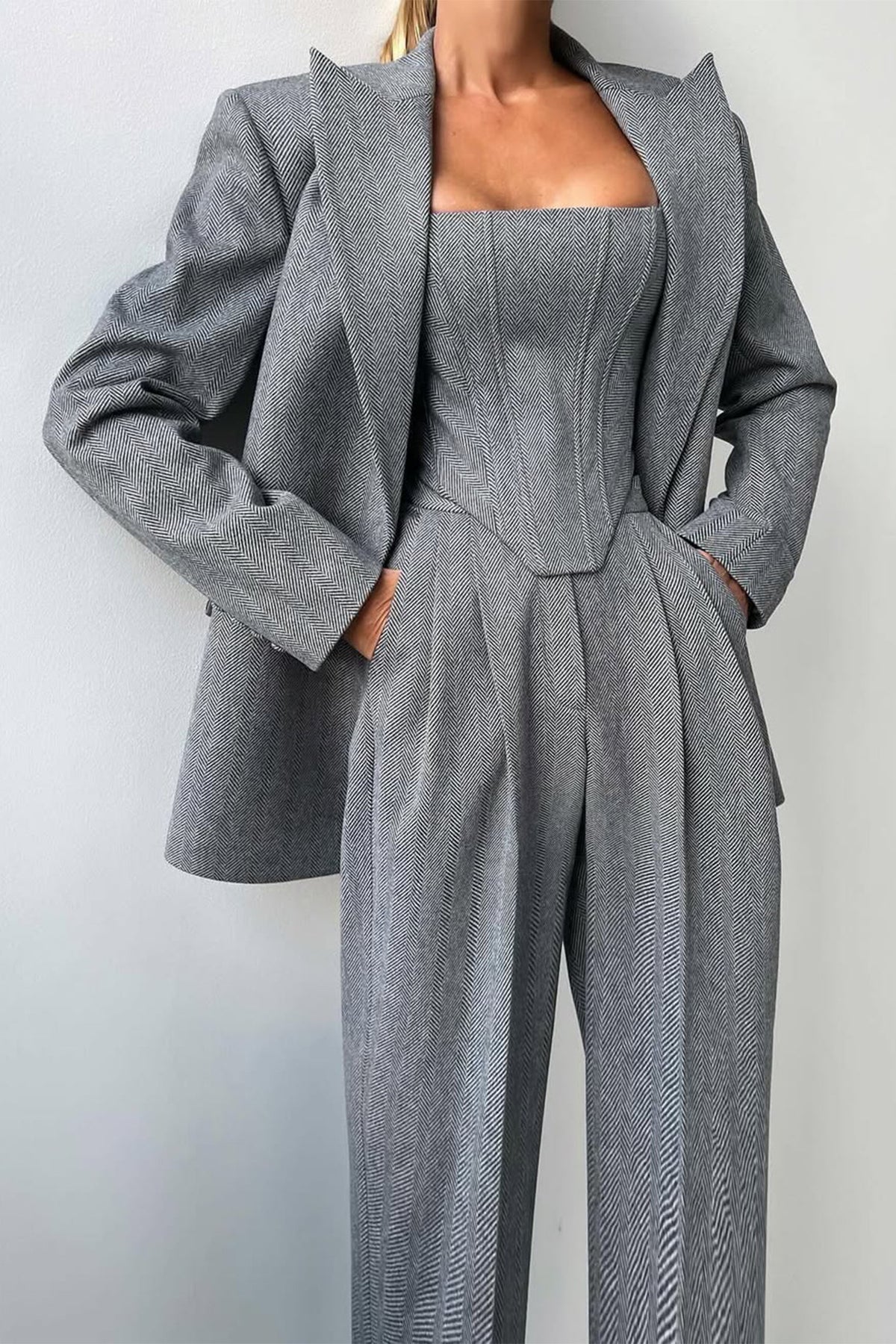 Dolce | Women's Three-Piece Set with Double-Breasted Blazer