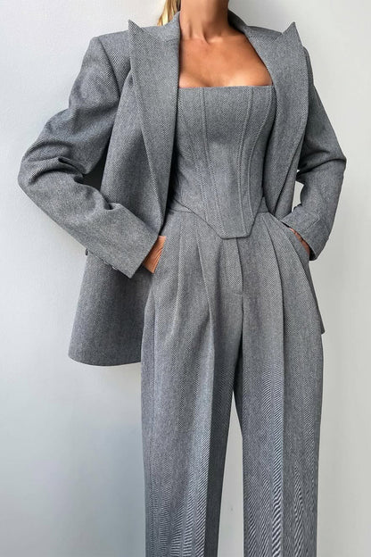 Dolce | Women's Three-Piece Set with Double-Breasted Blazer