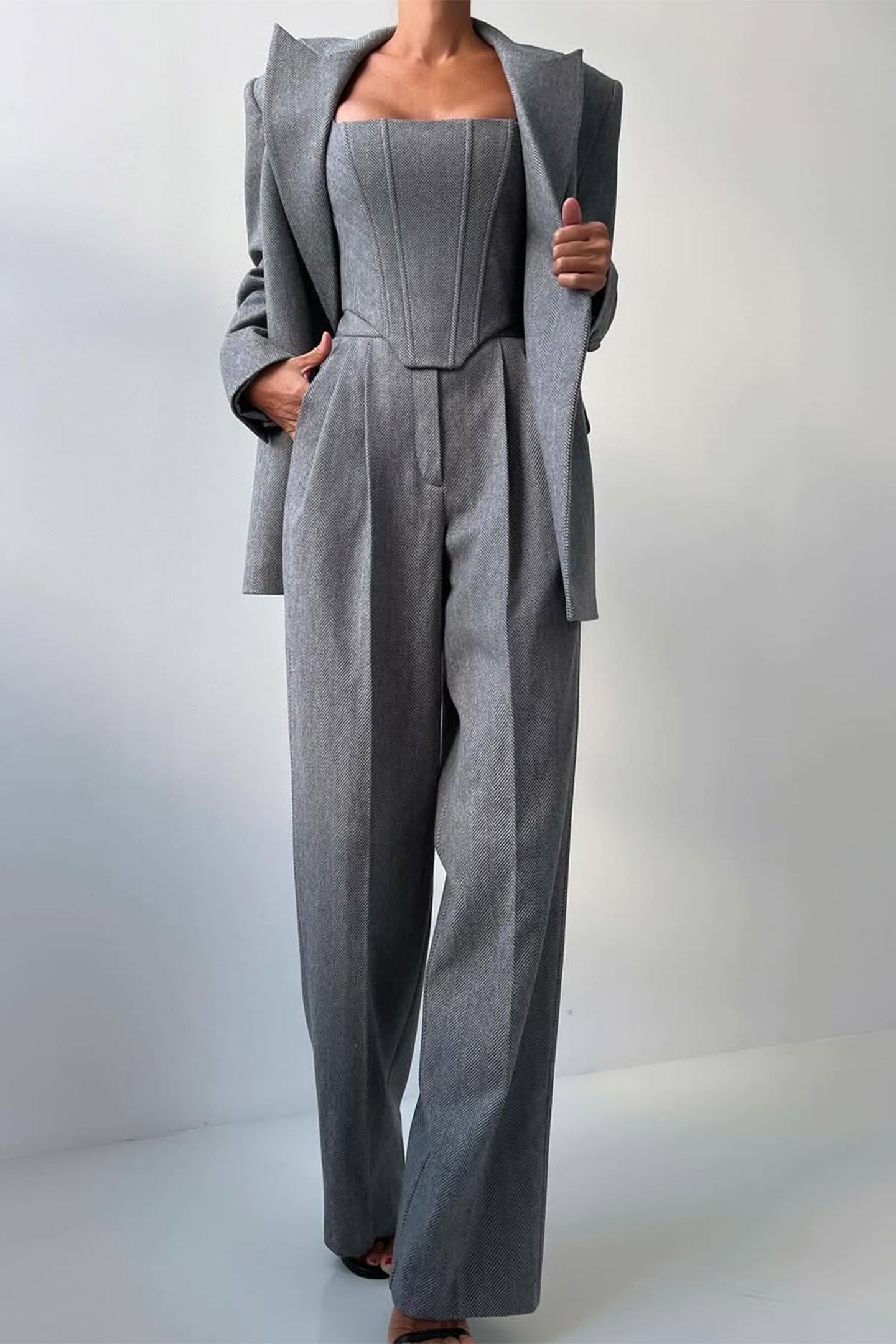 Dolce | Women's Three-Piece Set with Double-Breasted Blazer