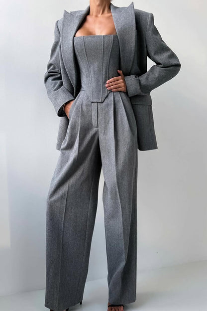 Dolce | Women's Three-Piece Set with Double-Breasted Blazer