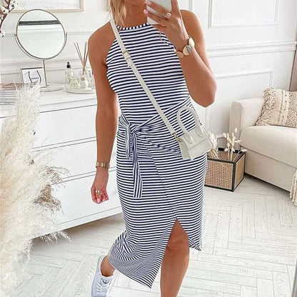 Women's Bénanique Striped Midi Dress, Casual Style